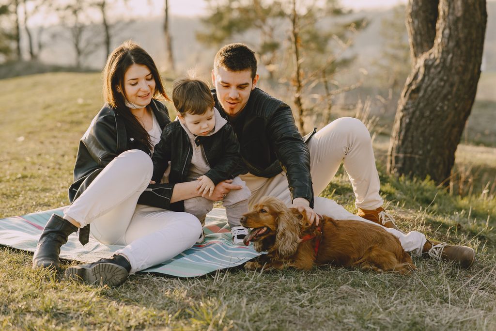 Familia con su perro, seguros de mascotas en España